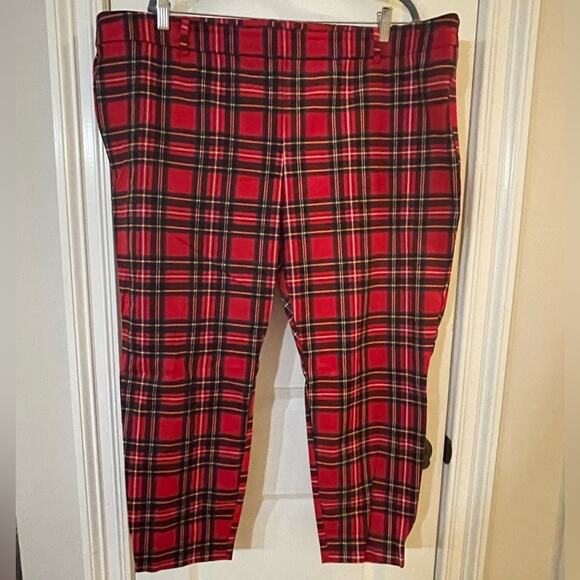 J. Crew Red Plaid Ankle Pants - Picture 2 of 7